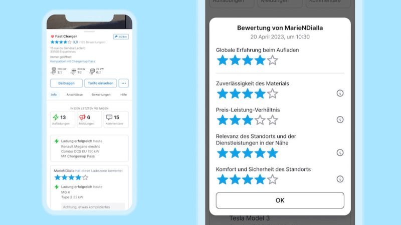 Chargemap führt Sternebewertung ein